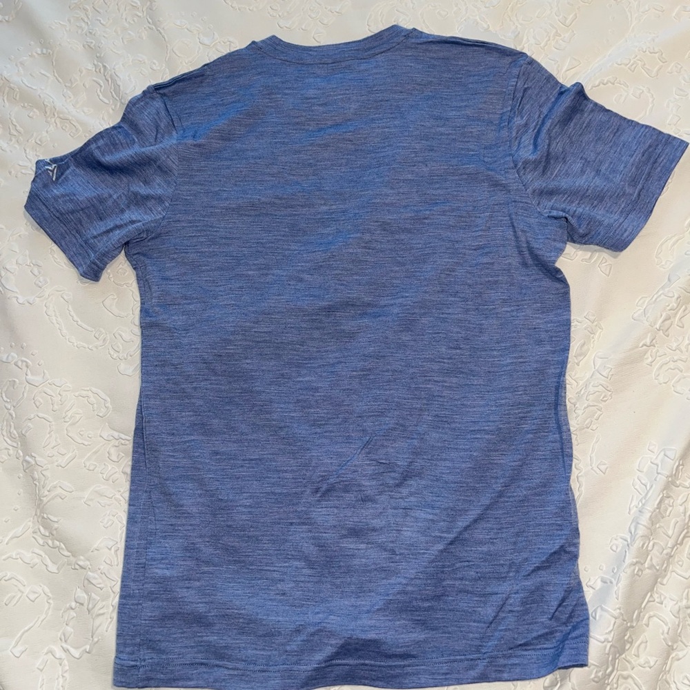 Men's Merino Lite Blue Crew Neck Short Sleeve Tee - Picture 2 of 3
